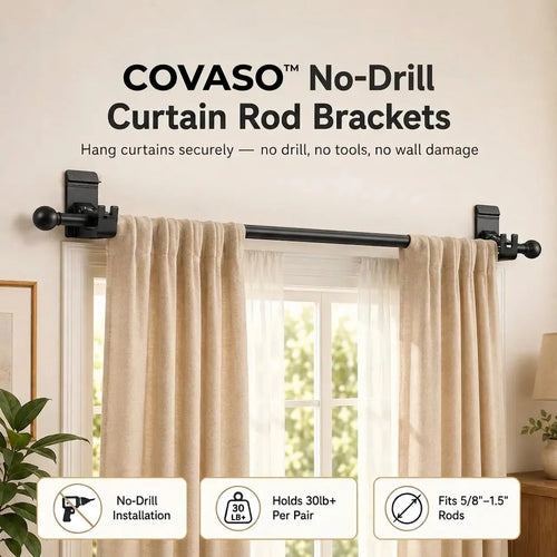 COVASO™ No-Drill Curtain Rod Brackets