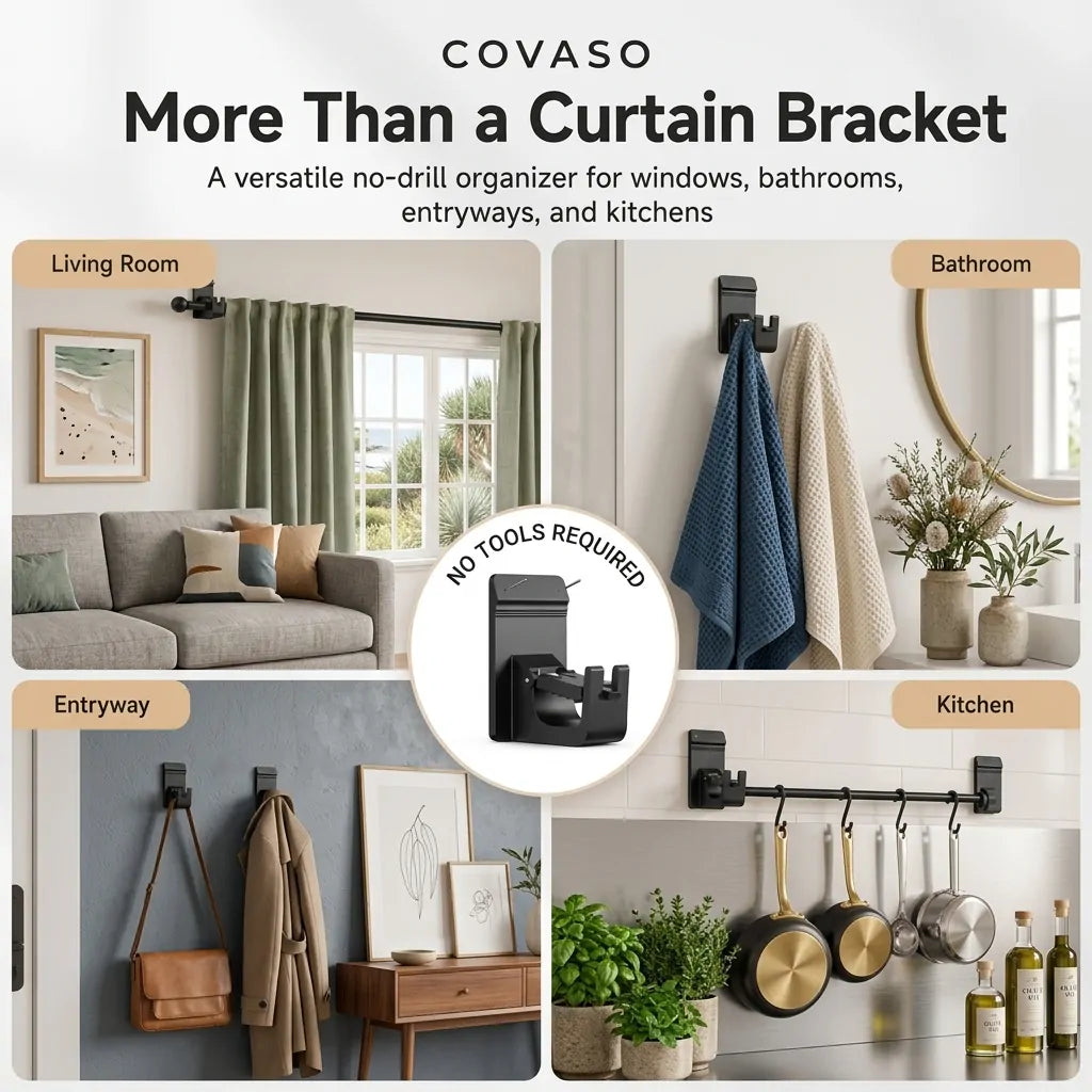 COVASO™ No-Drill Curtain Rod Brackets