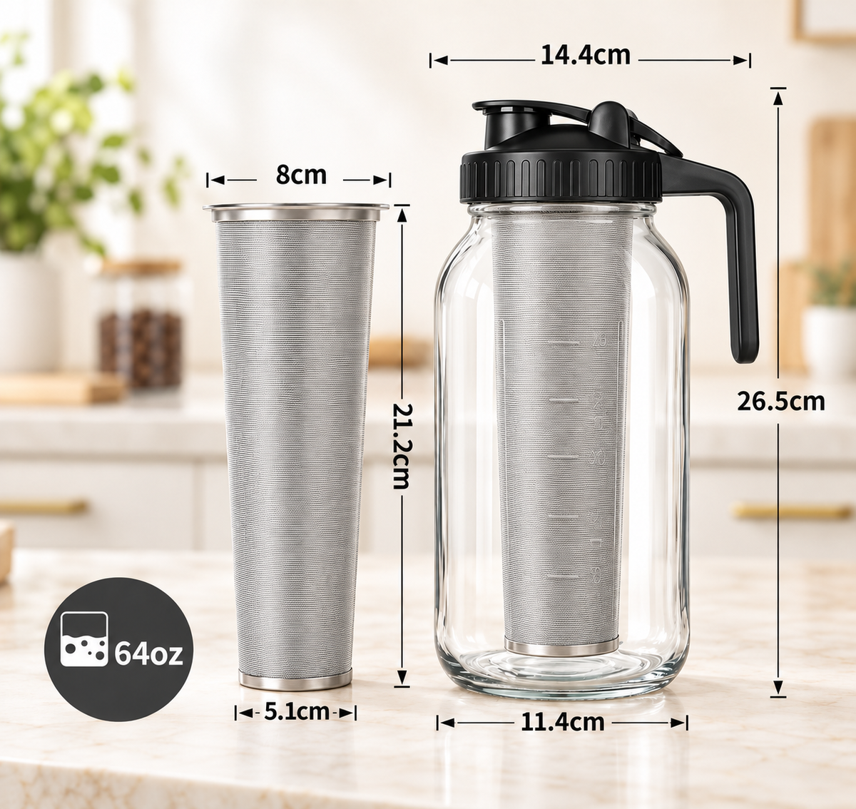 COVASO™ 64 oz Glass Mason Cold Brew Jar