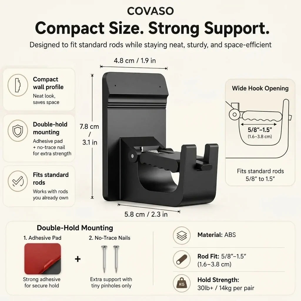 COVASO™ No-Drill Curtain Rod Brackets